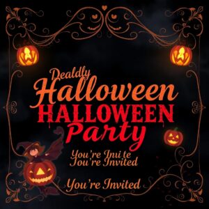 🎃 Deadly Halloween Party Flyer & Instagram Post Template 👻