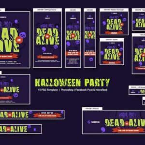 🎃 Halloween Party Banners Ad – PSD Template Pack 👻