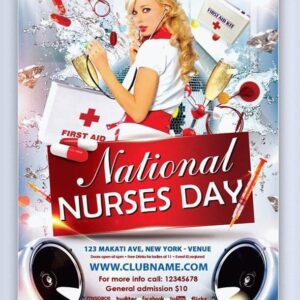White Disco Ball National Nurses Day Flyer Template